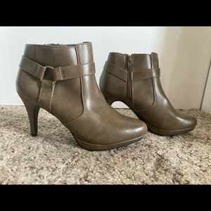 Light Brown Leather Heel Booties